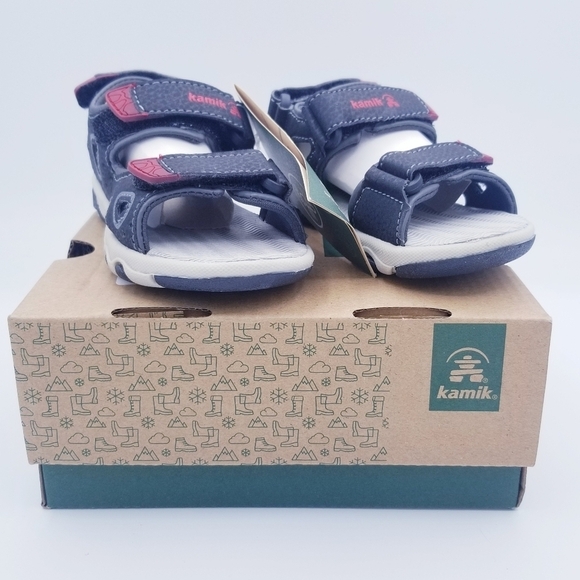 Kamik Lobster2 Black & Red Toddler Sandals size 7 NWT - Picture 1 of 11